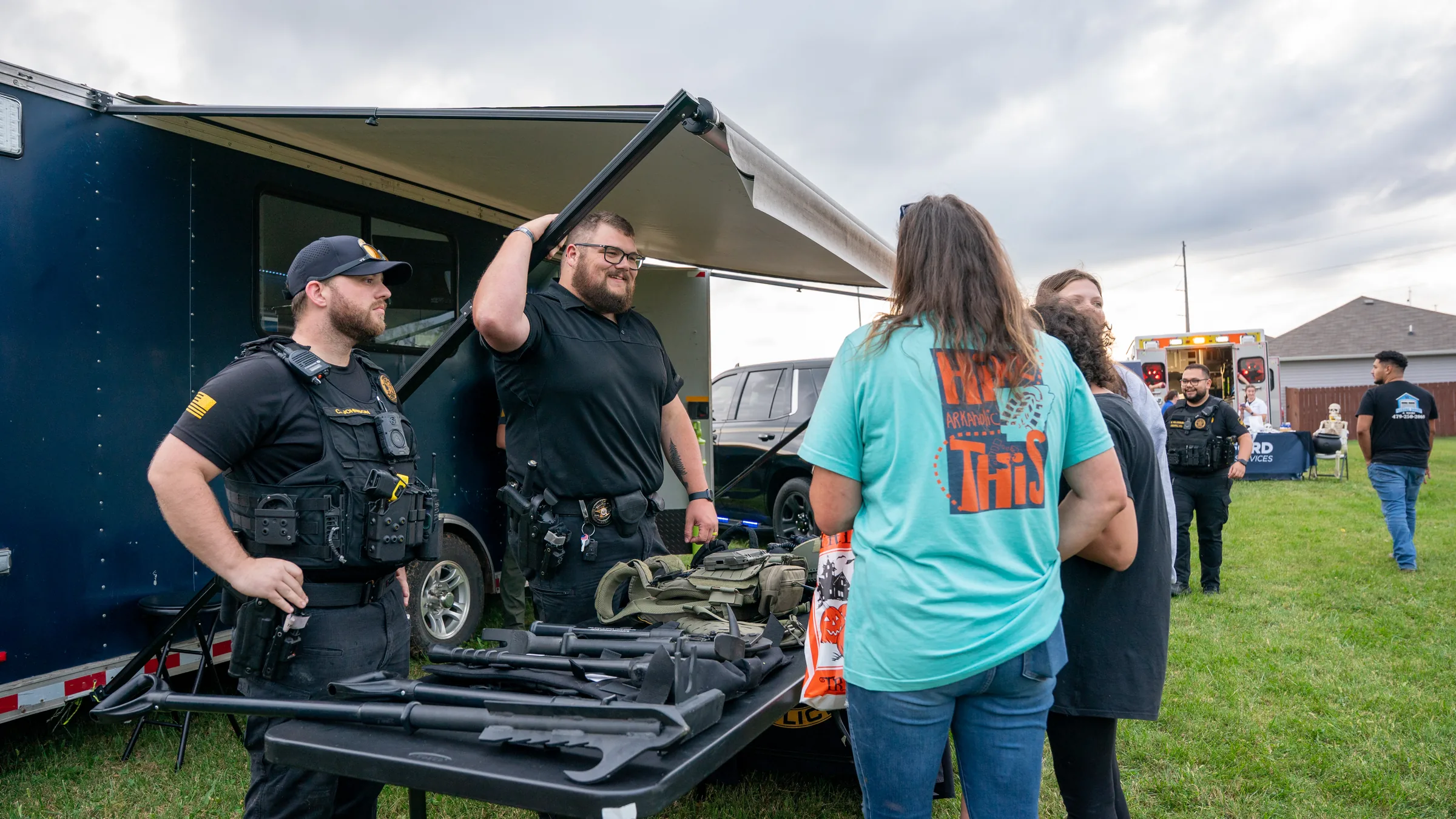 Highfill National Night Out - police and community at a public safety event